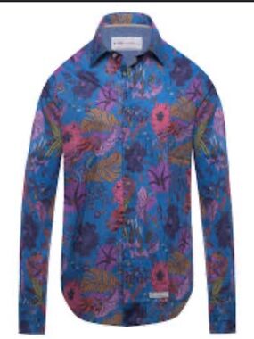 Alessandro Lamura Milano Blue Floral Button-Down Shirt boys 10 Italian